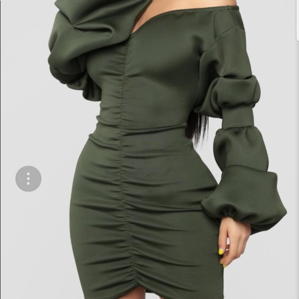 Fashion Nova Army Green dress.